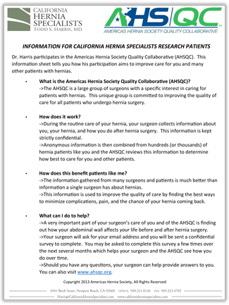 America Hernia Society Quality Collaberative Patient Handout